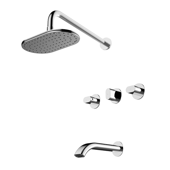 Máy trộn bồn tắm và vòi hoa sen treo tường ba tay cầm
