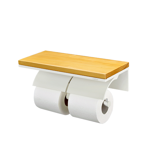 Giá đỡ khăn giấy vệ sinh đôi W / Kệ gỗ (Nhôm W / Lớp phủ ngà)